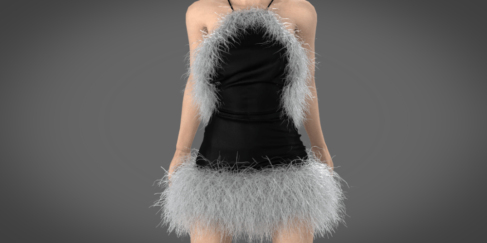 Black Dress with fur banner