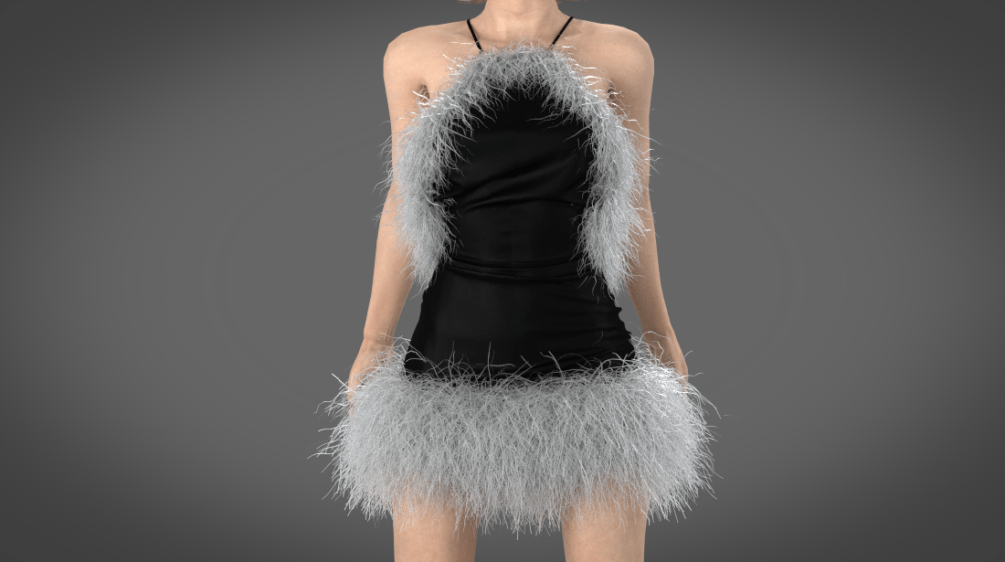 Black Dress with fur banner