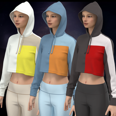 Color Blocked Crop Hoodie with leggings